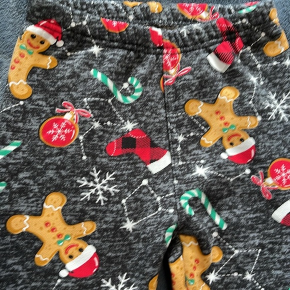 Just Cozy Christmas gingerbread Fleece lined leggings size 7/8 - Picture 2 of 5